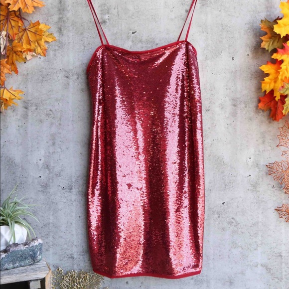 free people red sequin dress